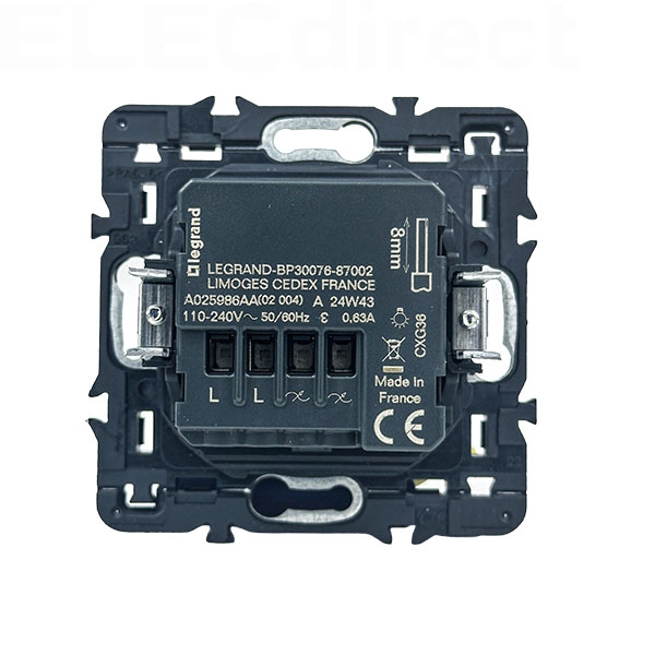 Legrand - Céliane 2024 - Détecteur mural - 2 fils sans neutre - Blanc - Avec plaque - Réf : CB9050