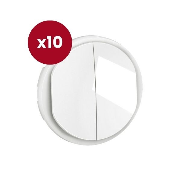 Legrand - Céliane 2024 - LOT de 10 enjoliveurs pour double interrupteur ou va-et-vient - Blanc - Réf : CB2001 x 10