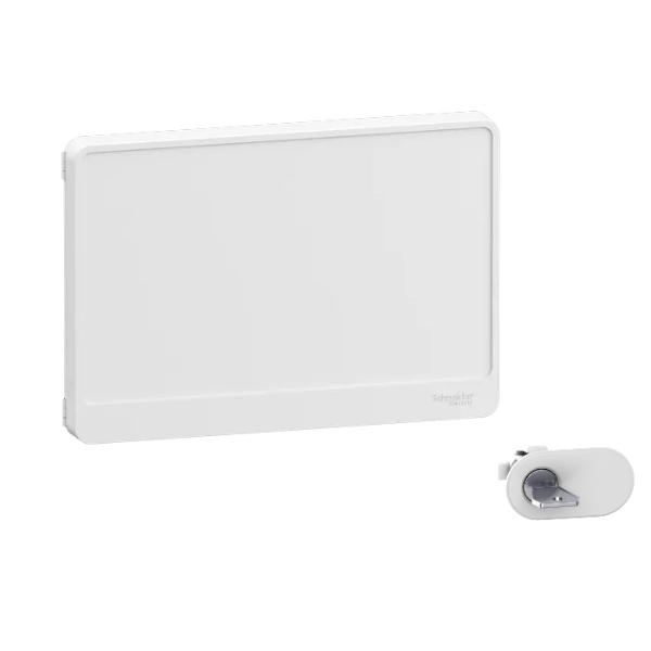 Schneider - Resi9 - porte styl Blanc coffret 18M - 1R + serrure avec clé - Réf : R9H18421+R9H13388