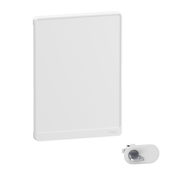 Schneider - Resi9 - porte styl Blanc coffret 18M - 3R + serrure avec clé - Réf : R9H18423+R9H13388