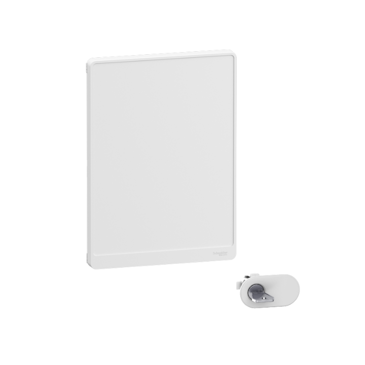Schneider - Resi9 - Porte Styl - Blanc - 18 modules - 3 rangées + serrure avec clé - Réf. : R9H18423+R9H13388