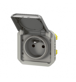 Legrand - Plexo - Prise de courant 2P+T - 16A - 250V - composable - étanche - IP55/IK08 - Gris - Réf : 069551L