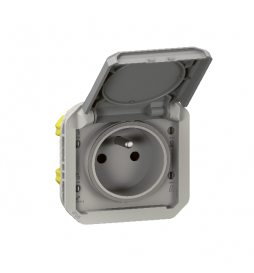 Legrand - Plexo - Prise de courant 2P+T - 16A - 250V - composable - étanche - IP55/IK08 - Gris - Réf : 069551L
