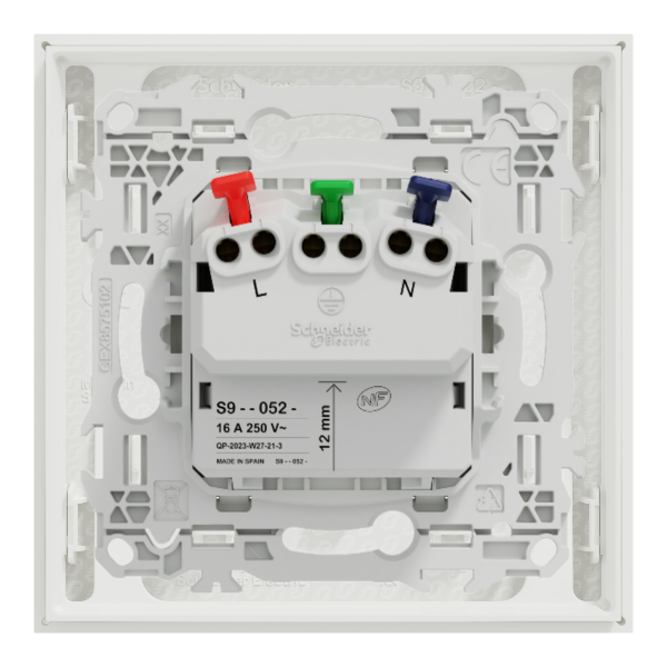 Schneider - Odace 2025 - LOT prise 2P+T affleurante + plaque de finition - blanc craie - Réf : S920052+S920702