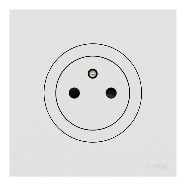 Schneider - Odace 2025 - LOT prise 2P+T affleurante + plaque de finition - blanc craie - Réf : S920052+S920702