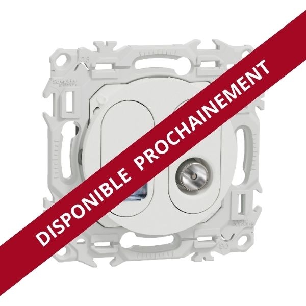 Schneider - Odace 2025 - prise mixte RJ45 Cat.6 STP + TV - blanc craie - Réf : S920141