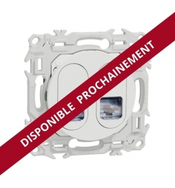 Schneider - Odace 2025 - prise double RJ45 - Cat6 STP grade 2TV min à grade 3TV - blanc craie - Réf : S920486