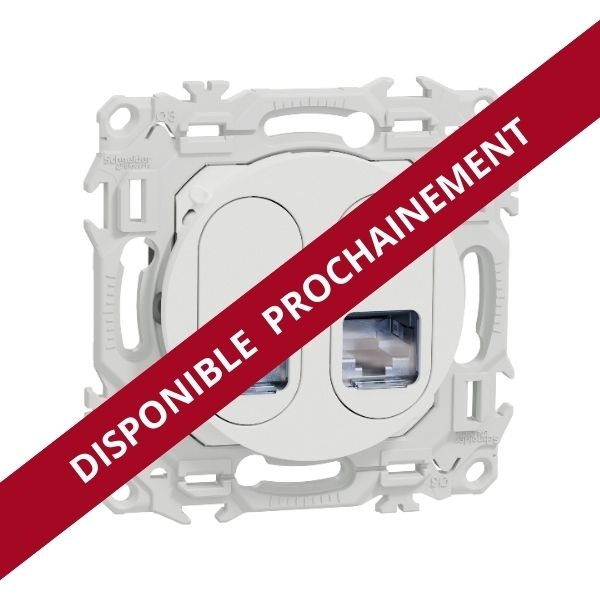 Schneider - Odace 2025 - prise double RJ45 - Cat6 STP grade 2TV min à grade 3TV - blanc craie - Réf : S920486