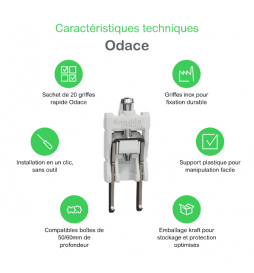 Schneider - Odace 2025 - sachet de 20 griffes longues - boîtes 50/60 mm - Réf : S989691