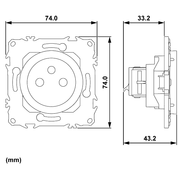 Schneider - Odace 2025 - prise 2P+T rénovation à puits - 4 bornes auto par pôle - blanc craie - Réf : S920049