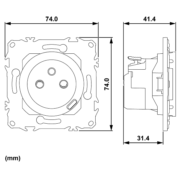 Schneider - Odace 2025 - prise 2P+T affleurante + chargeur USB-C 18W Power Delivery - blanc craie - Réf : S920042