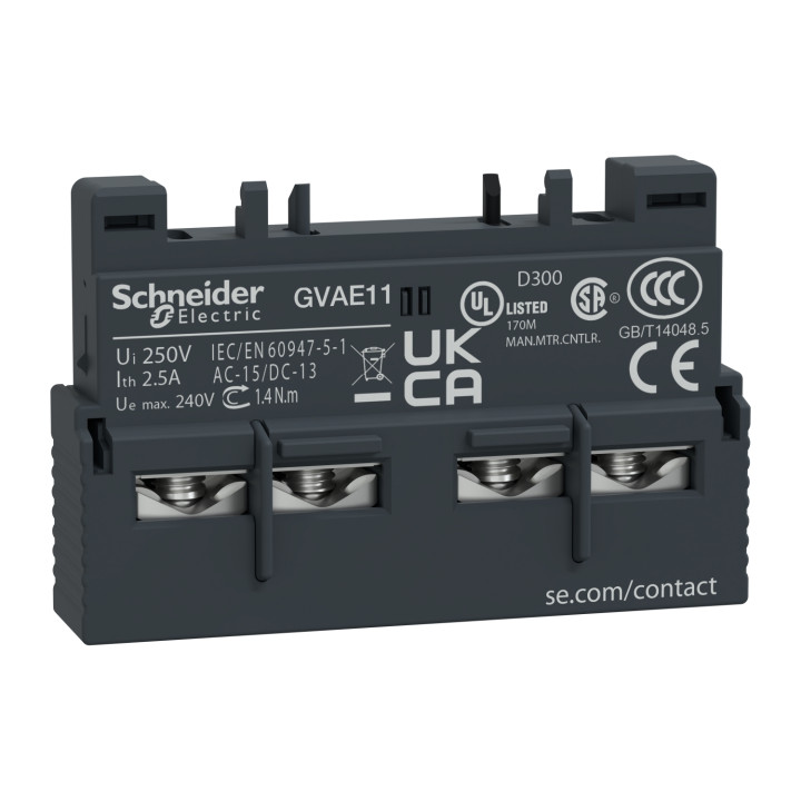 Schneider - Tesys GV - Contact Auxiliaire - 1 O + 1 F - Réf : GVAE11
