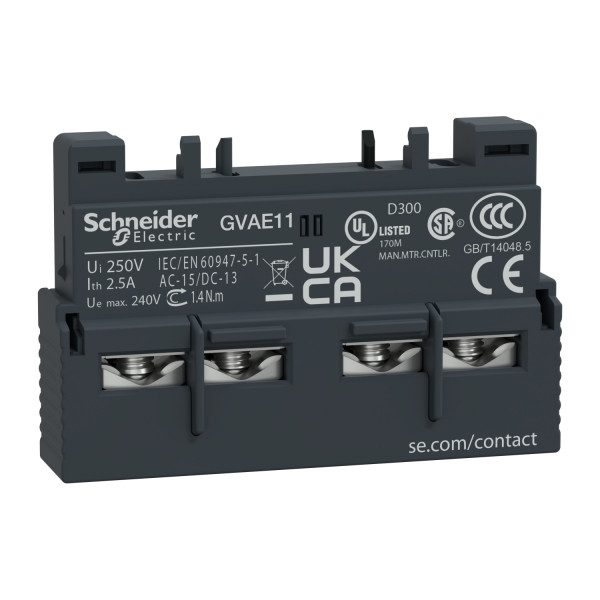 Schneider - Tesys GV - Contact Auxiliaire - 1 O + 1 F - Réf : GVAE11