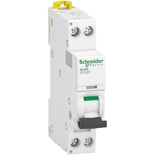 SCHNEIDER - Acti9 iDT40T - disjoncteur modulaire - 1P+N - 40A - courbe C - 4500A/6kA - Réf : A9P22640