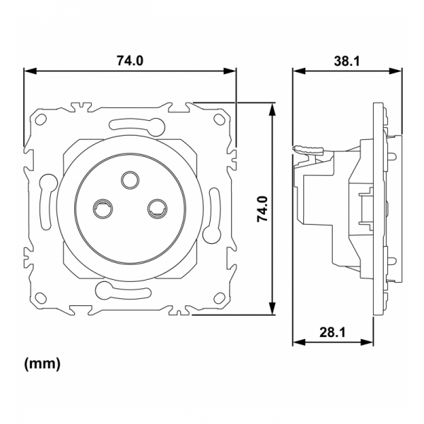 Schneider - Odace 2025 - LOT double prises 2P+T affleurante + plaque de finition - blanc craie - Réf : S920052x2+S920704