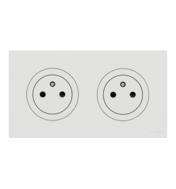 Schneider - Odace 2025 - LOT double prise 2P+T affleurante + plaque de finition - blanc craie - Réf : S920052x2+S920702