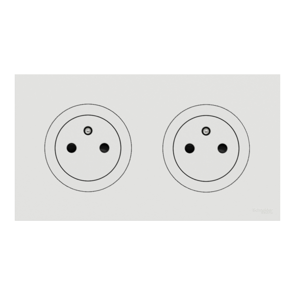 Schneider - Odace 2025 - LOT double prise 2P+T affleurante + plaque de finition - blanc craie - Réf : S920052x2+S920702