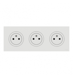 Schneider - Odace 2025 - LOT triple prises 2P+T affleurante + plaque de finition - blanc craie - Réf : S920052x3+S920706