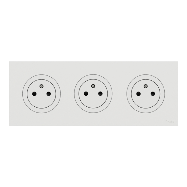 Schneider - Odace 2025 - LOT triple prises 2P+T affleurante + plaque de finition - blanc craie - Réf : S920052x3+S920706