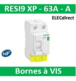 SCHNEIDER - Inter différentiel Resi9 XP 2P - 63A - 30ma - Type A - R9PRA263