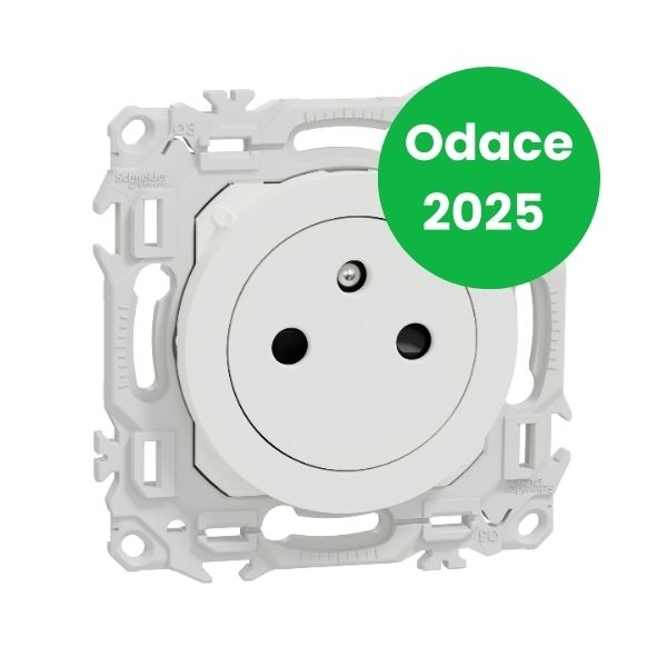 Schneider - Odace 2025 - prise 2P+T affleurante - bornes automatiques - blanc craie - Réf : S920052