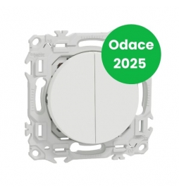 Schneider - Odace 2025 - double va-et-vient ou poussoir - 10AX - blanc craie - Réf : S920214