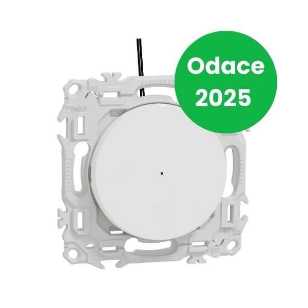 Schneider - Odace 2025 - va-et-vient ou poussoir lumineux/témoin LED verte 0,15mA - 10AX - blanc craie - Réf : S920263
