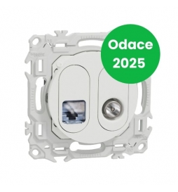 Schneider - Odace 2025 - prise mixte RJ45 Cat.6 STP + TV - blanc craie - Réf : S920141