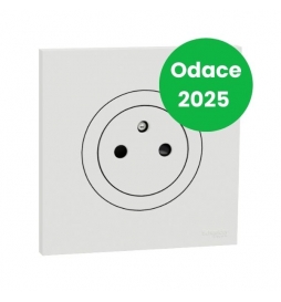 Schneider - Odace 2025 - LOT prise 2P+T affleurante + plaque de finition - blanc craie - Réf : S920052+S920702