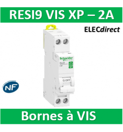 SCHNEIDER - DISJONCTEUR DUOLINE RESI9 XP (à VIS) - 2A - VIS/VIS - R9PFC602