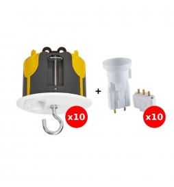 Legrand Batibox - LOT de 10 - Kit point de centre DCL BBC + Douille/Fiche SIB - Réf : 089377Lx10+11127x10