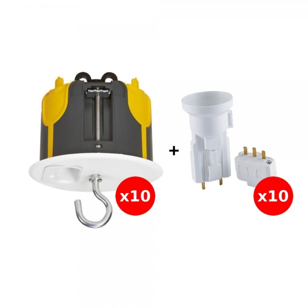 Legrand Batibox - LOT de 10 - Kit point de centre DCL BBC + Douille/Fiche SIB - Réf : 089377Lx10+11127x10