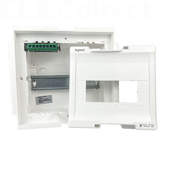 Legrand - Coffret modulaire mini encastré 1 rangée 6+2 modules 213x205x71mm - avec porte isolante blanc - Réf : 001410