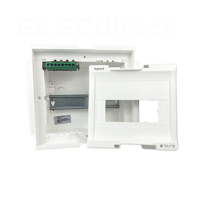 Legrand - Coffret modulaire mini encastré 1 rangée 6+2 modules 213x205x71mm - avec porte isolante blanc - Réf : 001410