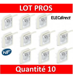Legrand Plexo - Prise de courant encastré - blanc - 16A - 230V - IP55/IK07  - 069870x10 - ELECdirect Vente Matériel Électrique