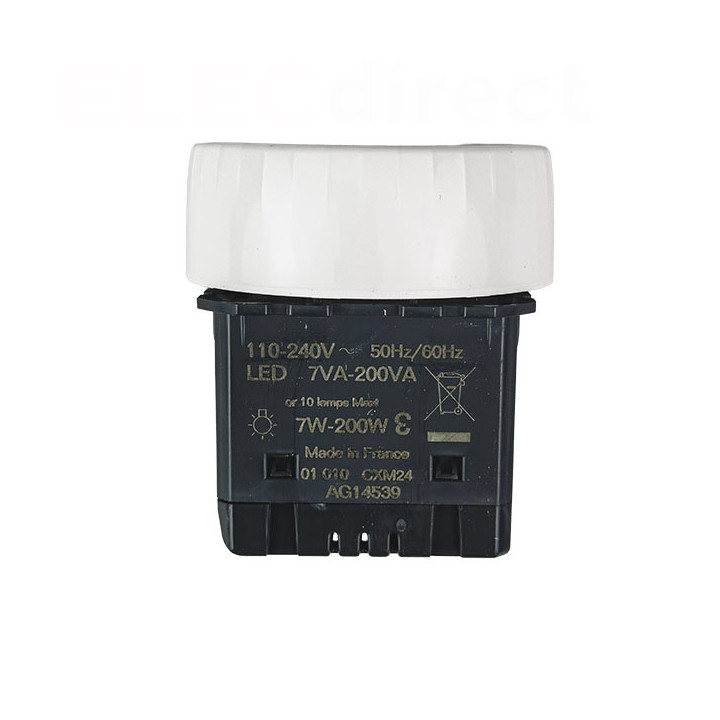 Legrand - Céliane 2024 - Variateur avec ou sans neutre - 200W - LED - Blanc - COMPLET - 1 poste - Réf : CX0408 + CP0001