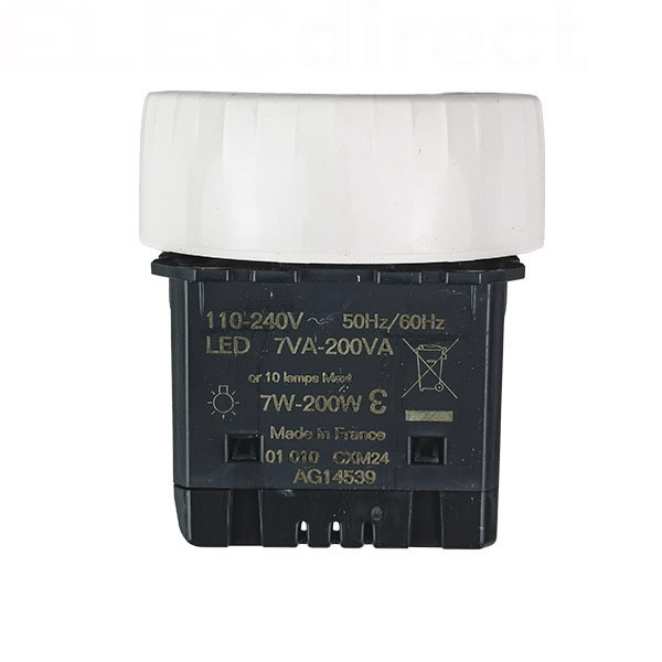 Legrand - Céliane 2024 - Variateur avec ou sans neutre - 200W - LED - Blanc - COMPLET - 1 poste - Réf : CX0408 + CP0001
