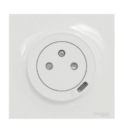 Schneider - Odace - Prise de courant Affleurante + USB Type C Complète - Réf : LOT3070