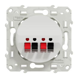 Schneider - Odace 2011 - Prise haut-parleur 2 sorties + Plaque - Blanc - Ref. : S520488 + S520702