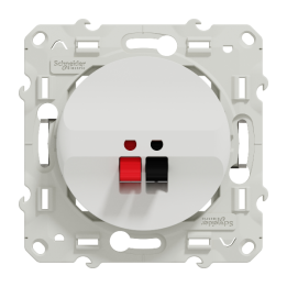 Schneider - Odace 2011 - Prise haut-parleur 1 sortie + Plaque - Blanc - Ref. : S520487 + S520702