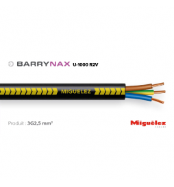 Câble rigide U-1000 R02V 3G2,5 - Couronne de 25 mètres - Réf : CABLER2V3G25C25