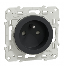 Schneider - Prise de courant Odace - Anthracite - 2P+T - 16A - 250V - Bornes auto - Réf : S540059