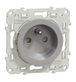 Schneider - Prise de courant Odace - Alu - 2P+T - 16A - 250V - Bornes auto - Réf : S530059