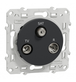 Schneider - Prise TV-FM-SAT Odace - Anthracite - Réf : S540461