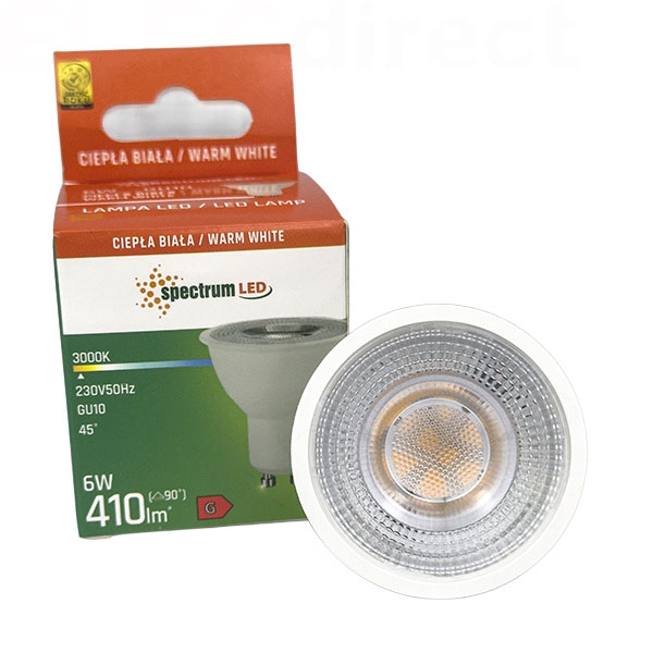 Spectrum - Ampoule LED GU10 6W - Angle 45° - 3000K - 500lm - Réf : WOJ+14092