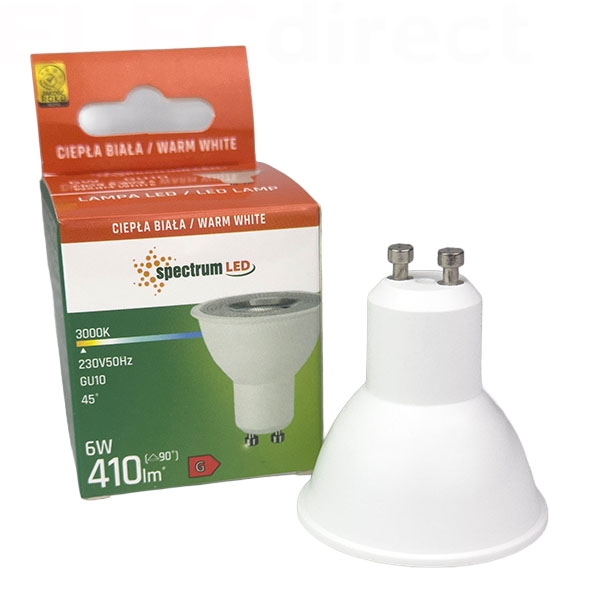 Spectrum - Ampoule LED GU10 6W - Angle 45° - 3000K - 500lm - Réf : WOJ+14092