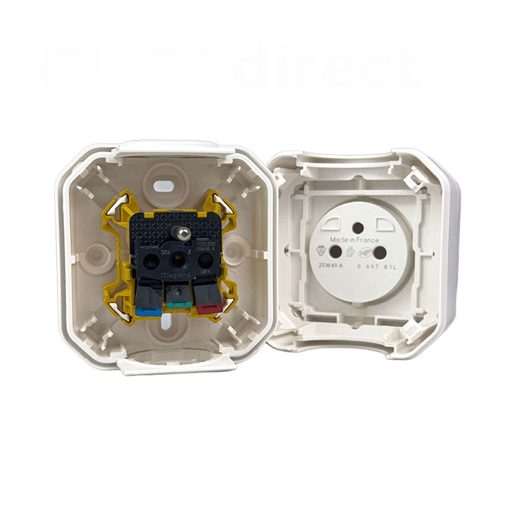 Legrand - Plexo L - Prise de courant 2P+T - 16A - Saillie - Blanc - IP55/IK08 - Réf : 069781L