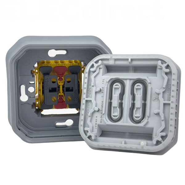 Legrand - Plexo - Commande double 10A - 3 fonctions - IP55 - IK08 - Gris - Réf : 069815L