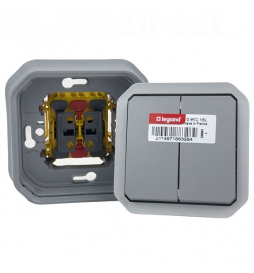 Legrand - Plexo - Commande double 10A - 3 fonctions - IP55 - IK08 - Gris - Réf : 069815L