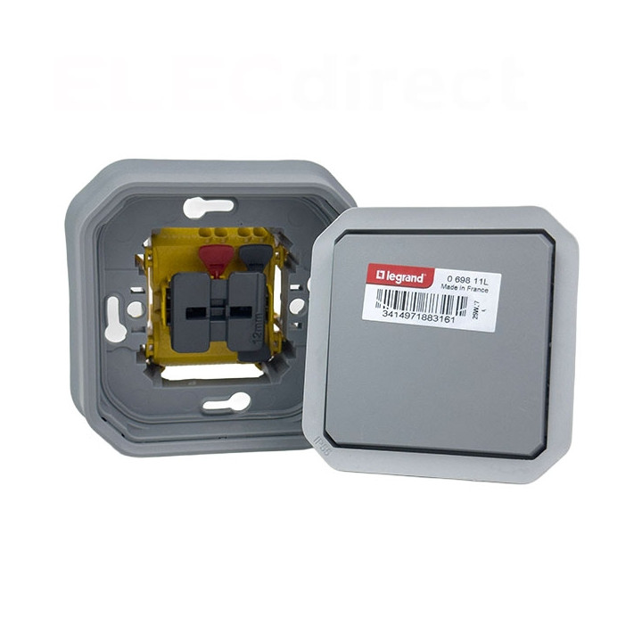 Legrand - Plexo - Va-et-Vient encastré 10A - encastré - IP55 - IK08 - 250V - Gris - Réf : 069811L
